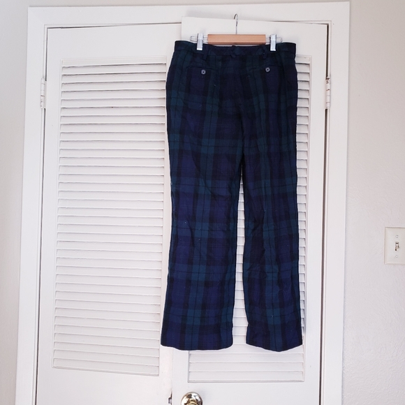 brooks brothers Catherine deep green plaid wool trousers pants 6 watch - Picture 7 of 8